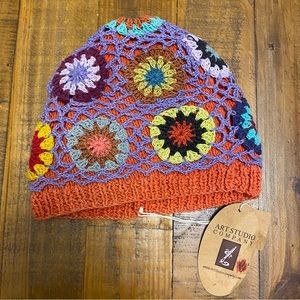 Art Studio Company Nepal Funky Handmade Hat Granny Square Boho Hippie Cute